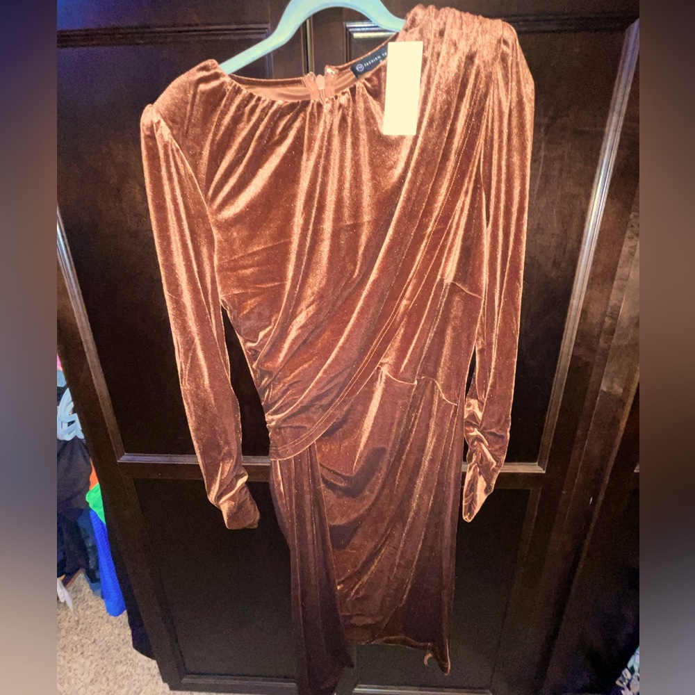 Rich chocolate velvet dress, size 0 (Womens 12 in this brand)